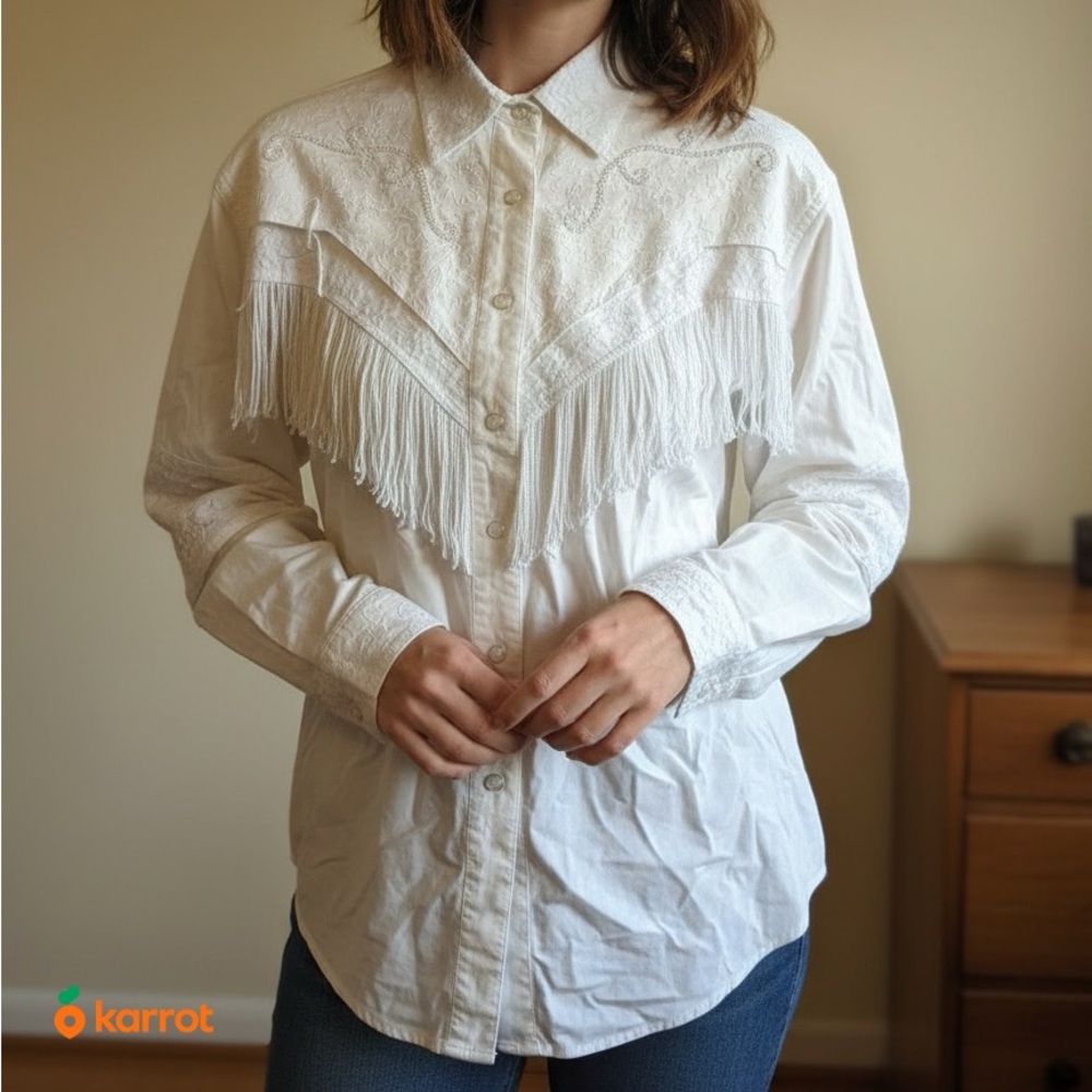 Adobe Rose White Embroidered Blouse